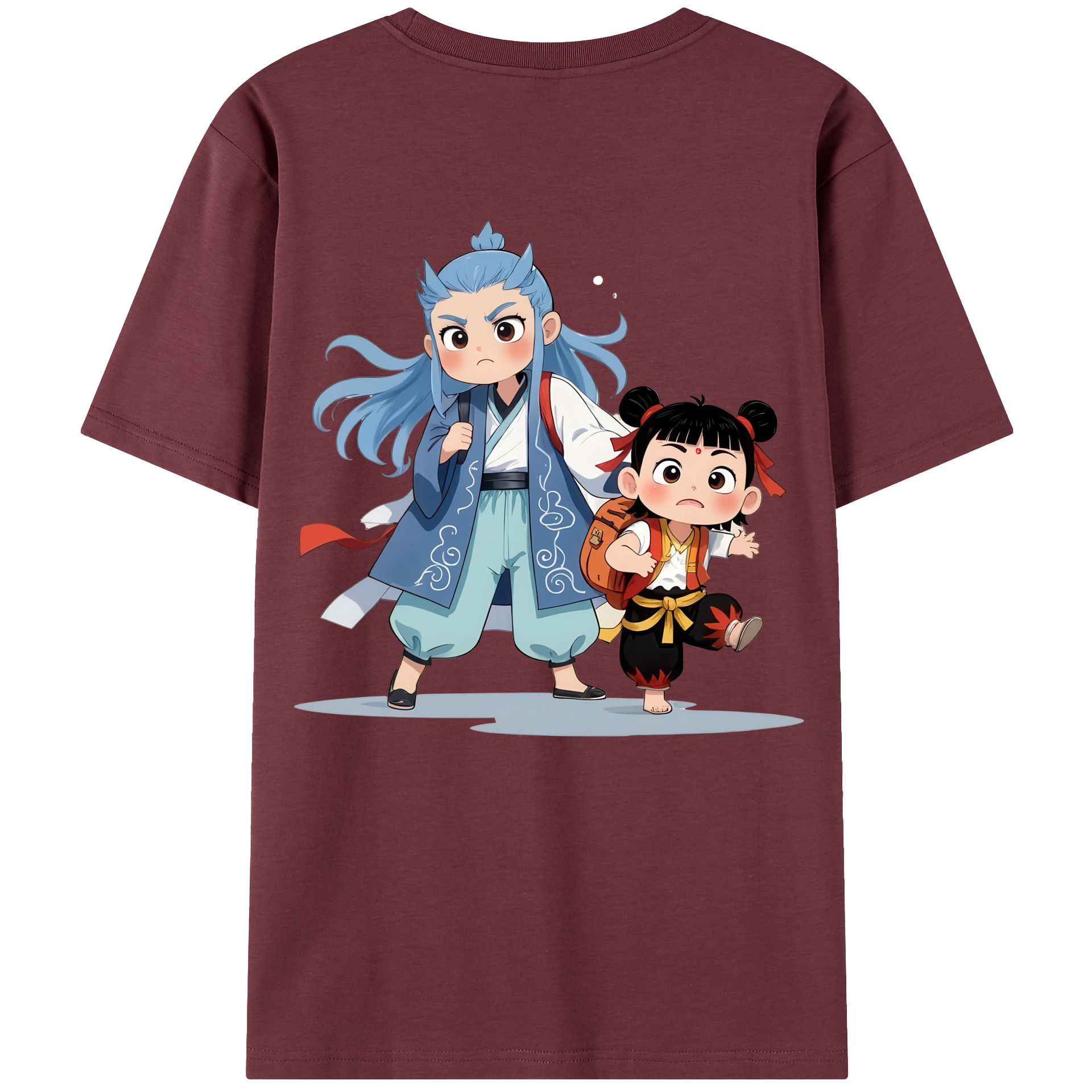 （画像用） Ne Zha 2 ナタ 魔童の大暴れ 綿100％半袖Tシャツ（背面プリント）